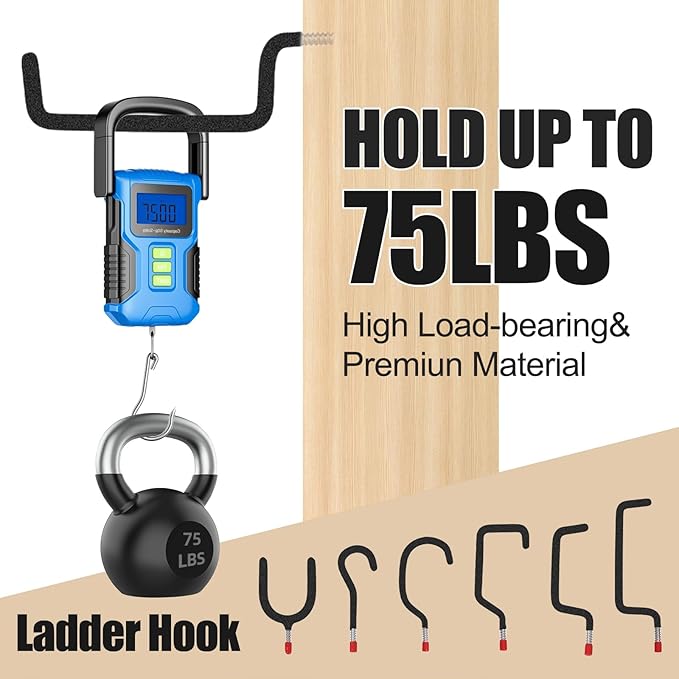 Garage Hooks Heavy Duty, 12-Pack Mixed Utility Garage Hooks, Wall Mounted Steel Tool Hangers for Garage Wall Organizer, Hold Ladders Tools Bikes (Black, 6 Type & 12 Pack)