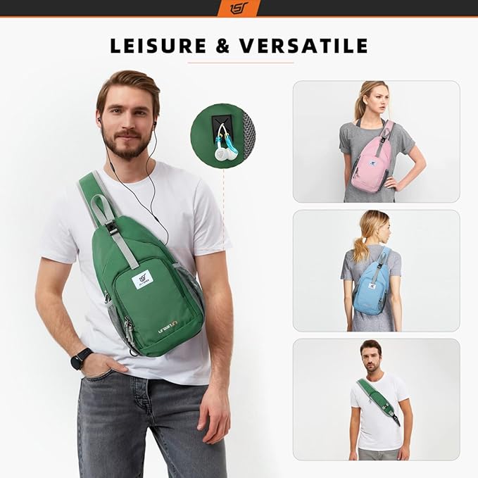 SKYSPER Sling Bag RFID Crossbody Sling Backpack Cross Body Shoulder Bag Travel Hiking Daypack for Women Men(Lightblue)