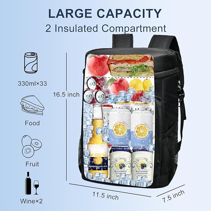 33 Cans Insulated Backpack Cooler - Leakproof Waterproof Lightweight Soft Coolers Bag for Camping Picnic Hiking Beach and Lunchbox Backpacks Bags-Leak Proof Ice Chest Back Pack
