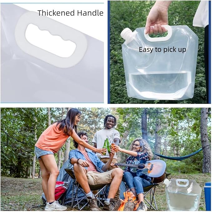4 Pack 5L BPA Free Collapsible Water Tank Container Portable Lightweight Space Saving Outdoor Folding Water Bag for Sport Hiking Camping Riding Mountaineer