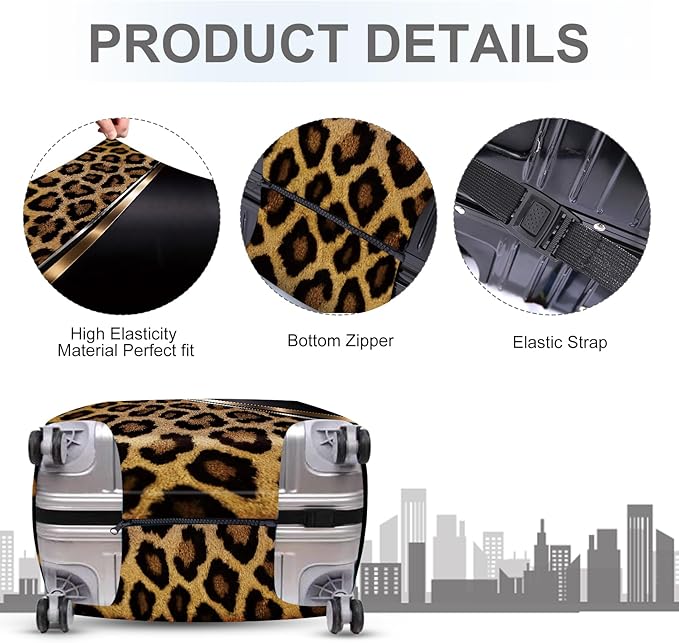 ANNA QUEEN Leopard Print Luggage Cover, Luxury Animal Pattern Suitcase Protector for 20-22 Inch Travel Bags