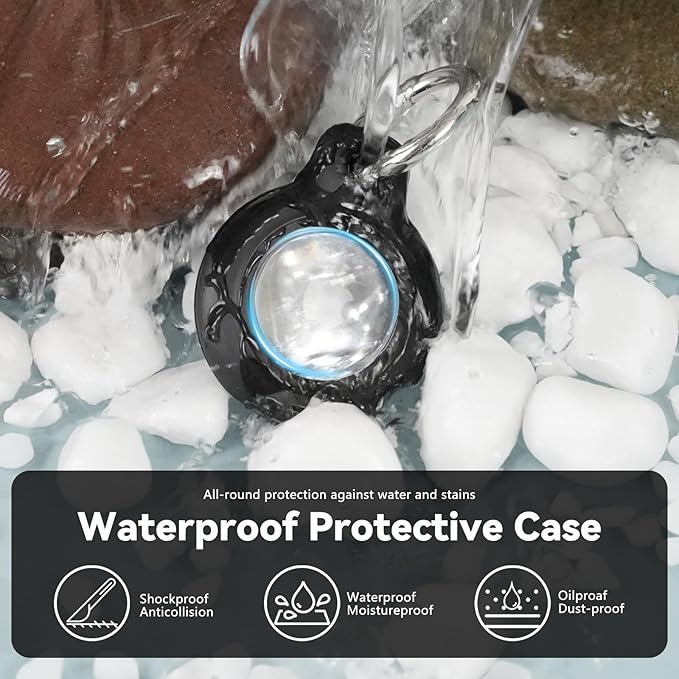 for Apple AirTag 2nd & 1st Gen, Waterproof Case for AirTag Holder Keychain,GPS Tracker Cover for Dog,Car Key,Luggage-G4-Black+Fluorescent Green