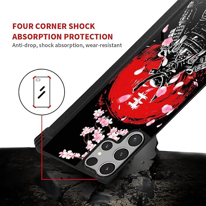 for Samsung Galaxy S26 Ultra Case,Graphic Design for Girl Boy Soft Silicone Hard Acrylic Shock Protection Designed for Samsung Galaxy S26 Ultra Sakura Japanese Samurai Pattern