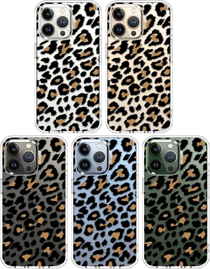 MOSNOVO for iPhone 13 Pro Case, [Buffertech 6.6 ft Drop Impact] [Anti Peel Off] Clear Shockproof TPU Protective Bumper Phone Cases Cover with Leopard Print Design for iPhone 13 Pro