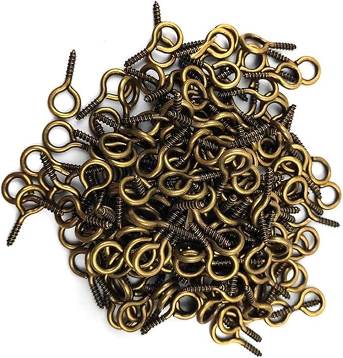 Pack of 200,Multipurpose Alloy Eye Bolts Hook Screw Eye Nails Pin Bail for DIY Jewelry Making Accessaries (Bronze, 6x13mm(L))
