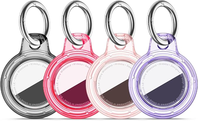 for Apple AirTag 2nd & 1st Gen, Waterproof Case for AirTag Holder Keychain,GPS Tracker Cover for Dog,Car Key,Luggage-B65-Black+Red+Pink+Purple