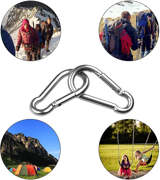 30 Pack 2 Inch Small Carabiner Clip Heavy Duty Spring Snap Hook M5 Stainless Steel Bulk Mini Locking Carabiner Clips for Key Hiking Camping Fishing Outdoor and Gym