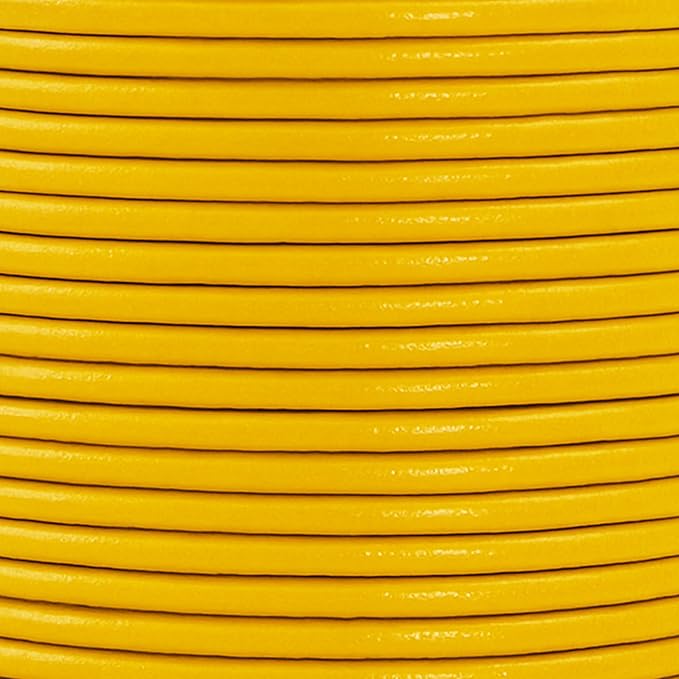 Mandala Crafts Round Genuine Mustard Yellow Leather Cord for Jewelry Making – 1.5mm Cowhide Leather Rope String Lace for Kumihimo – 20 Yards Cowhide Craft Cording Spool