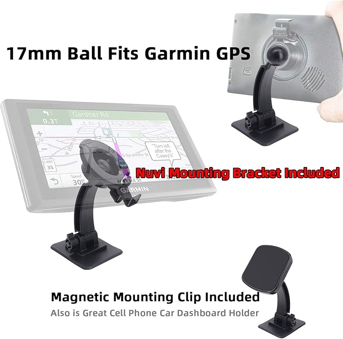 17mm Sticky Adhesive Mount Holder for Garmin GPS & Smart Phones - Car Windshield/Dashboard Flexible Permanent Holder Soft Base for Garmin Nuvi GPS Navigator/Cell Phone Magnetic Mounting Pad