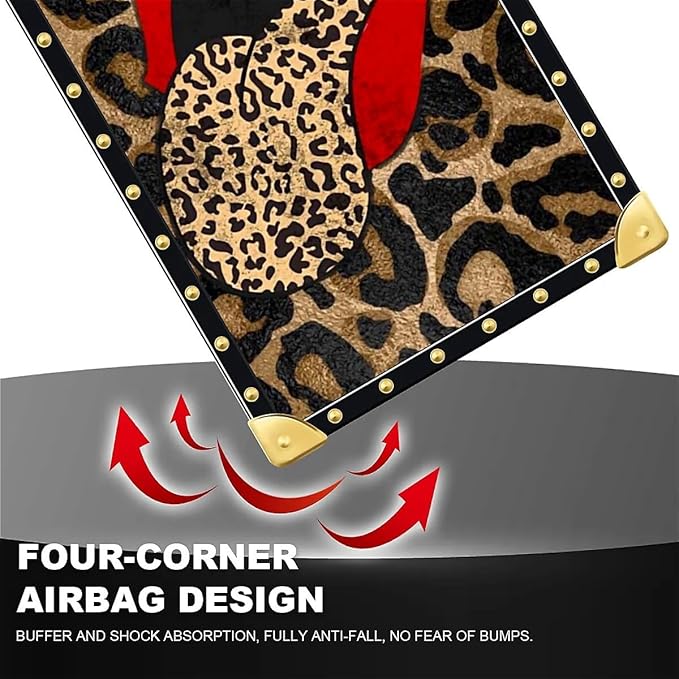 Compatible with iPhone Xs Max Case, Brown Leopard Print Mouth Luxury Golden Decoration for Girl Women Soft TPU Shockproof Protective Hard PC Back for iPhone Xs Max