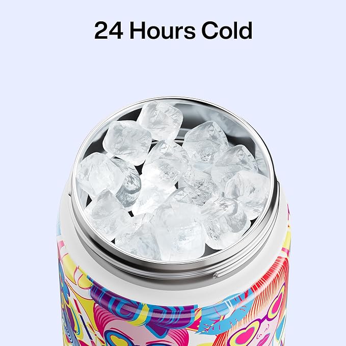 ENCOOL Insulated Water Bottle with Straw Stainless Steel Water Bottle, Leak-Proof, BPA-Free, Double Wall Vacuum Keeps Cold for 24 Hours for Sports, Travel, School (26 oz, Vivid Icon)