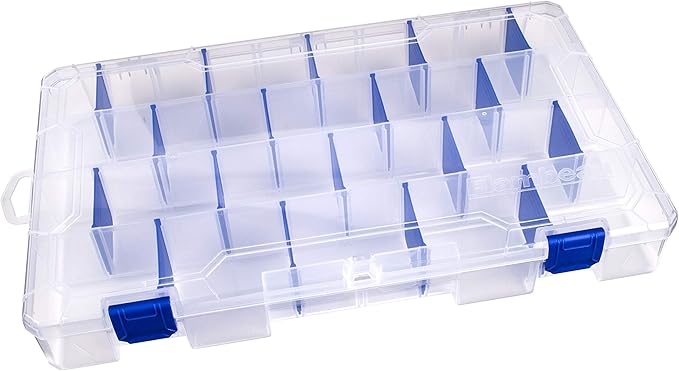 Flambeau Outdoors 5007 Tuff Tainer Fishing Tackle Box with Zerust Anti-Rust Dividers - Includes 18 Dividers, 36 Compartments, Clear Fishing Lure Organizer - 14.25" x 9.125" x 2"