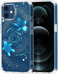 MOSNOVO Case for iPhone 12 & iPhone 12 Pro, [Buffertech 6.6ft Military-Grade Drop Protection] [Anti Peel Off Tech] Clear TPU Bumper Phone Case Cover Design - Space Turtle