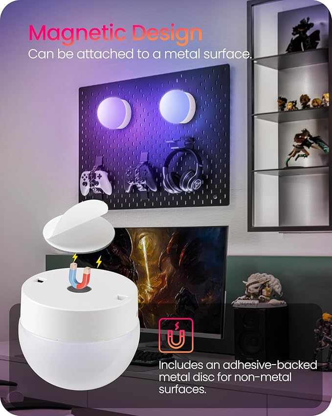 Rechargeable Light Bulbs with Remote Control, 4 Packs Battery Operated Light Bulbs, 3 Timer 15 Colors Selectable, Dimmable Wireless RGB LED Bulb for Wall Sconce, Non-Hardwired, R01YBP406