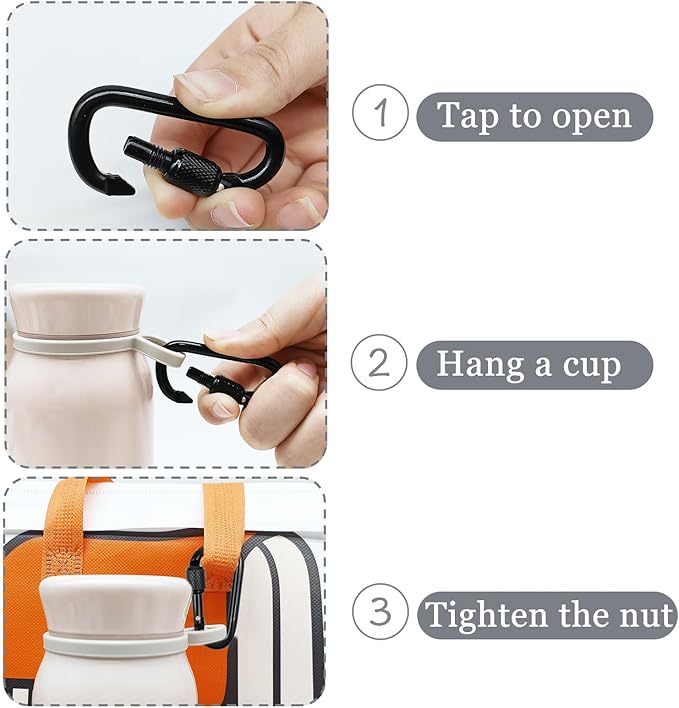 YUCHIYA 8 Pack D-Shape Carabiner Clasp with Screw Gate, 2.2 Inch Mini Keychain Clip Key Chain Buckle, Aluminum Alloy Keyrings Hook for Outdoor Hiking not for Climbing