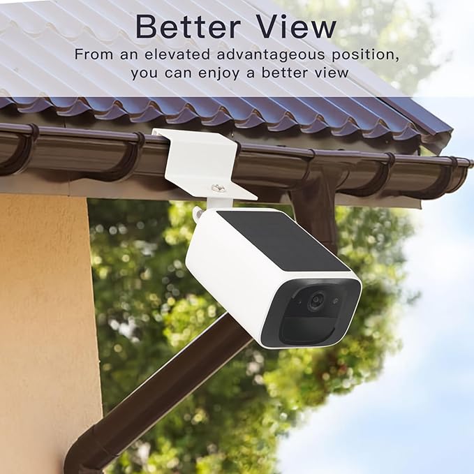 2Pack Gutter Mount Compatible with eufy Security SoloCam S220/C210, eufyCam 2C/2C Pro/S3 Pro, 3/S330, 2/2 Pro, 3C/S300, 360°Adjustable Weatherproof Mounting Bracket for Eufy Security Camera - White