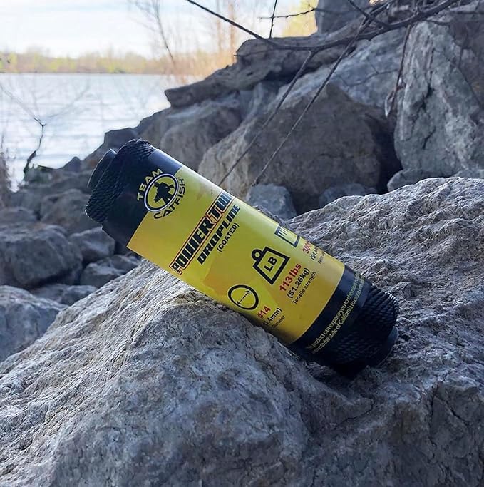 Team Catfish Power Twine – Coated Nylon Bank Line for Fishing, Bushcraft, Gardening, Home Improvement, Craft, Camping, Construction & More (#14 Line) 300 Feet, Black
