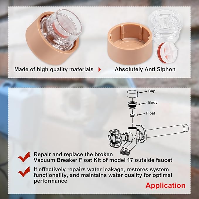 youour RK-17VB Vacuum Breaker Float Kit, Freezeless Anti-Siphon Wall Faucet Repair Kit, Anti Siphon Valve Repair Kit, Compatible with Woodford Model 17 (4 Pack)