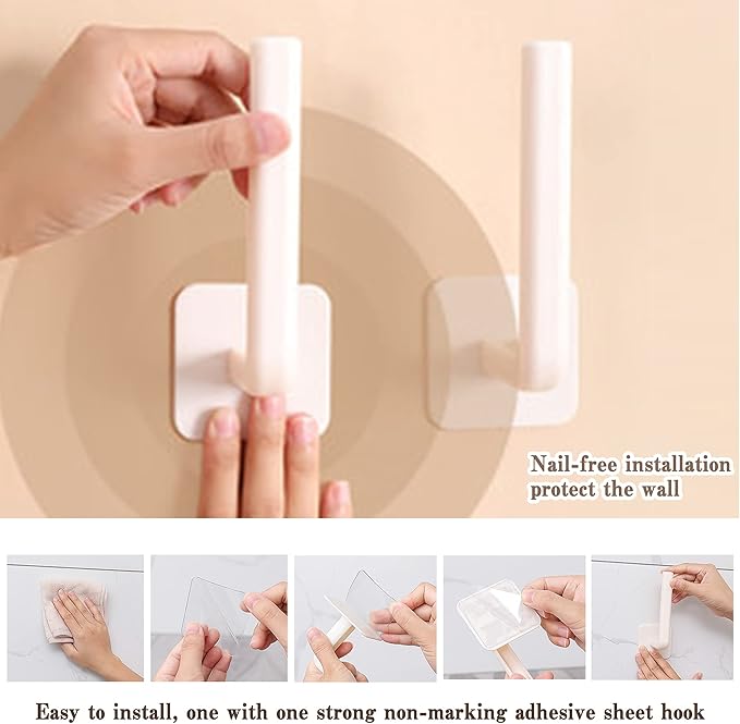 4Pcs Wall Hooks，Multi-Purpose Wall Hangers for Hanging Coats, 3M Heavy Duty Self Adhesive Hooks for Bedroom Bathroom Kitchen Office Hanging