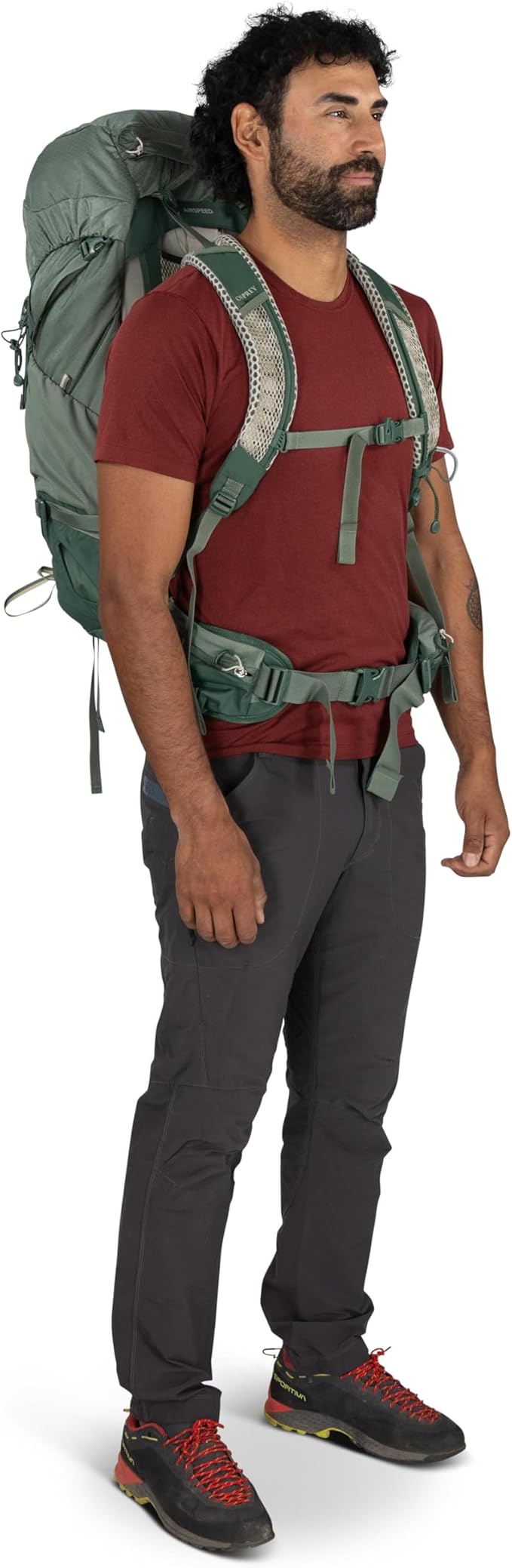Osprey Stratos 44L Men's Hiking Backpack - Lightweight Backpacking Pack with Waterproof Raincover - Camping Bag, Raven Black