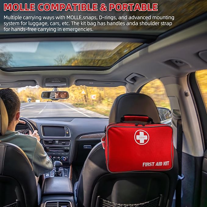 Comprehensive Premium 430 Piece Emergency First Aid Kit, Large Medical Kits for Home, Car, Camping, Travel, Hiking, Truck, Sports & Outdoor Emergencies, Businesses & Home Medical Supplies (Large)