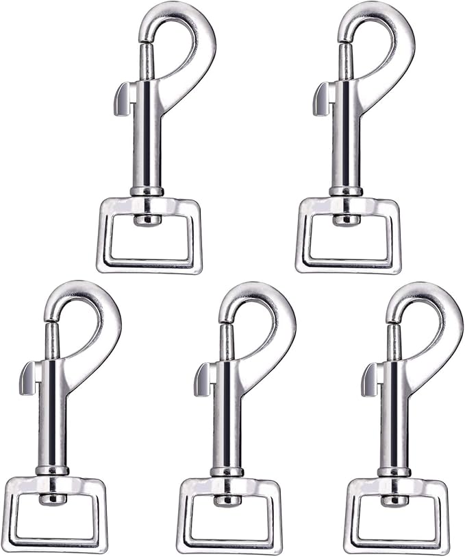 Swivel Snap Hooks, Lucky Goddness 5pcs Metal Heavy Duty Square Eye Clasp Buckle Trigger Clip Multipurpose- Best for Spring Pet Buckle, Key Chain for Linking Dog Leash Collar, Handmade Crafts Project