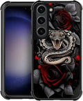 for Samsung Galaxy S23 Plus Case, Entwined Rose Snake Pattern Graphic Design Girl Boy Soft Silicone Hard Acrylic Shock Protection for Samsung Galaxy S23 Plus