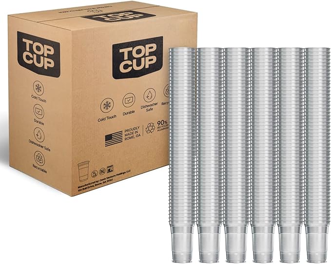 Top Cup – 20 Ounce, 600 Count, Reusable Aluminum Party Cups | Stealth Design | Cold-Holding, Recyclable, Made in USA