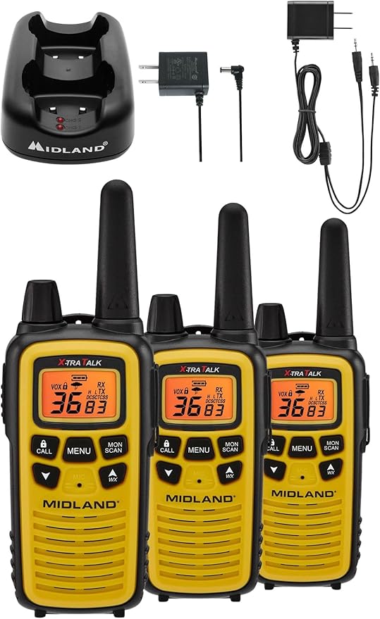 Midland LXT630X3VP3 FRS Walkie Talkies - Long Range 36-Channel Two-Way Radios, NOAA Weather Alerts (3-Pack, Yellow - Black)