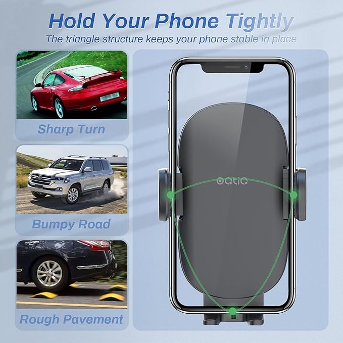 OQTIQ 13" Gooseneck Car Phone Mount – Windshield & Dashboard Holder with Strong Suction Cup, Anti-Shake Stabilizer, One-Button Release – Compatible with iPhone 17/16/15/14 and All Smartphones