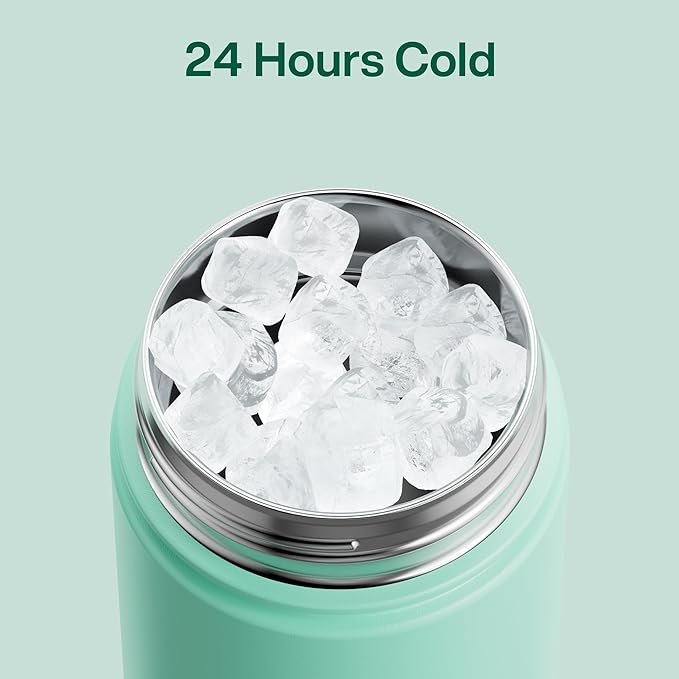 ENCOOL Insulated Water Bottle with Straw Stainless Steel Water Bottle, Leak-Proof, BPA-Free, Double Wall Vacuum Keeps Cold for 24 Hours for Sports, Travel, School (26 oz, Brook Green)