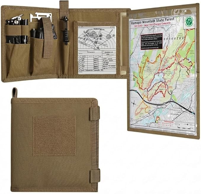 KOSIBATE Map Case, Military Map Protector, Water-Resistant Map Pouch Holder for Outdoors or Hiking
