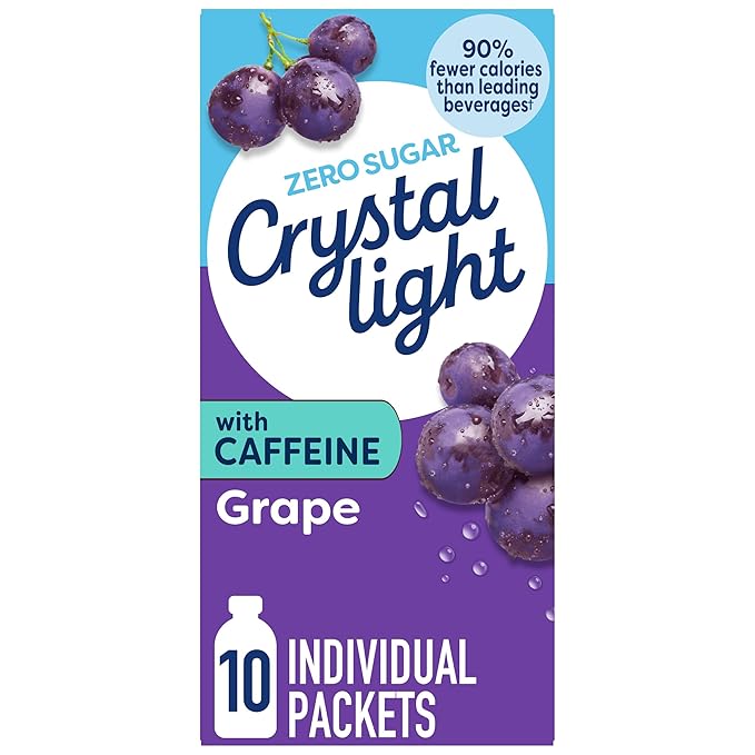 Crystal Light On The Go Energy Grape - Caffeine Energy Releasing, 10-Packet Boxes (Pack of 6)
