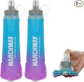 MARCHWAY Soft Hydration Flask with Wide Mouth, 300ml/500ml Collapsible TPU Water Bottle, Leakproof Portable Flexible for Running, Hiking, Cycling, Climbing, Gym, Travel (2pcs Blue-Purple 300ml)