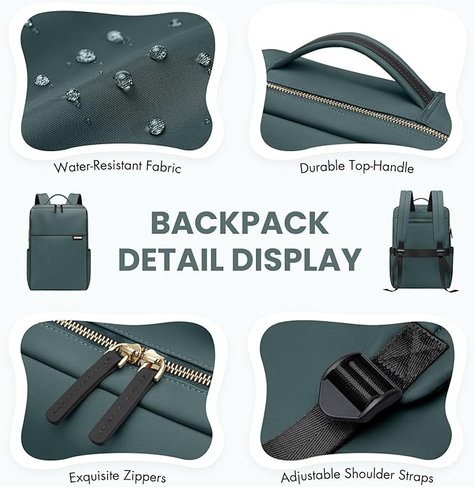 Laptop Backpack for Women, Work Business Traval Computer Backpacks with Laptop Compartment Waterproof Casual Daypack for Travel College,16Inch,DarkGreen