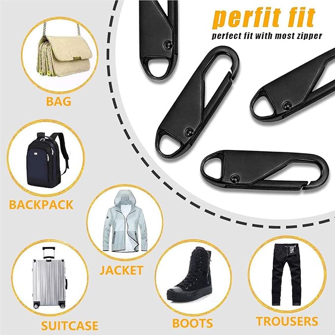 Zipper Pulls, 4PCS Black