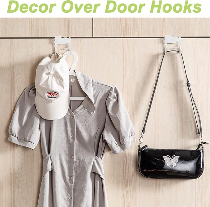 Over Cabinet Door Hooks, 3Pcs Iron Over Door Double Hooks Decorative Cat Over The Cupboard Drawer Hooks Multi-Purpose Hooks for Kitchen Bathroom Bedroom (White)