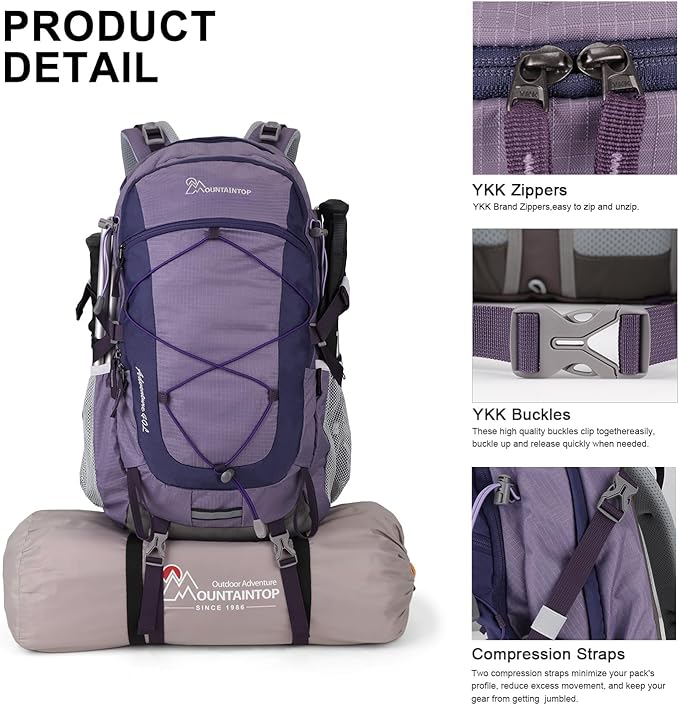 MOUNTAINTOP 40L Hiking Backpack,Lightweight Travel Backpack for Men Women Outdoor Backpacking, Camping