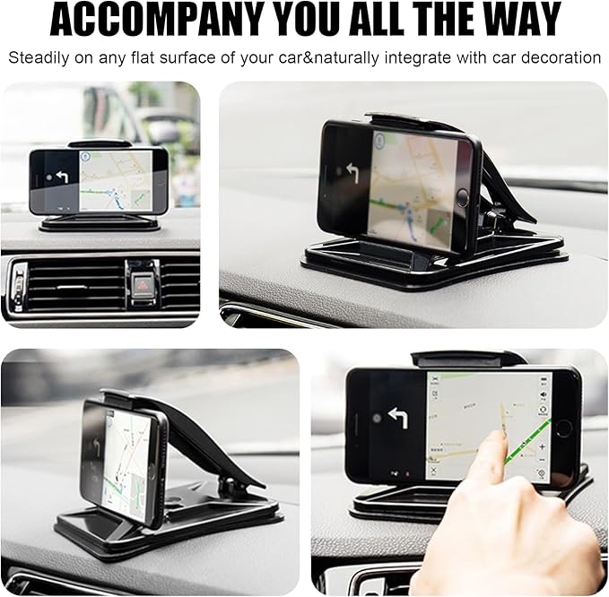 Car Phone Holder Mount for Dashboard, Universal Anti-Slip Dashboard Cell Phone Stand with Suction Cup for Most iPhone, Samsung, Android Smartphones – Hands-Free GPS Vehicle Mount for Cars