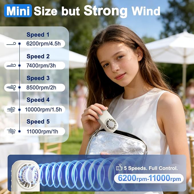 Handheld Mini Fan Small Personal Portable Speed USB Rechargeable Eyelash Fan Lightweight USB Rechargeable for Travel Makeup Girl Women Summer Gift (White)