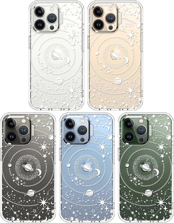 MOSNOVO Case for iPhone 13 Pro, [Buffertech 6.6ft Military-Grade Drop Protection] [Anti Peel Off Tech] Clear TPU Bumper Phone Case Cover Design - Galaxy