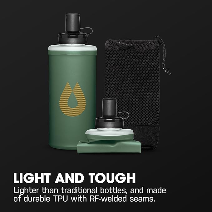 HydraPak PackFlask (500ml or 750ml) - Harness Mounted Water Bottle for Backpacks - Hands-Free, Easy-Access, Ultra-Light, Collapsible Pack Softflask for Hiking & Backpacking