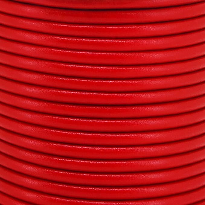 Mandala Crafts Round Cowhide Genuine Red Leather Cord for Jewelry Making Kumihimo Leather Rope Spool - Red String Lace - 20 Yds 2mm Cording