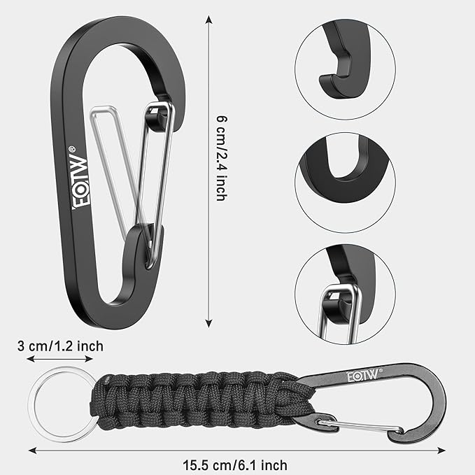 EOTW Paracord Keychain for Men Women Paracord Carabiner Backpack Keychain with Aluminum Clip for Camping Hiking Outdoor Gear