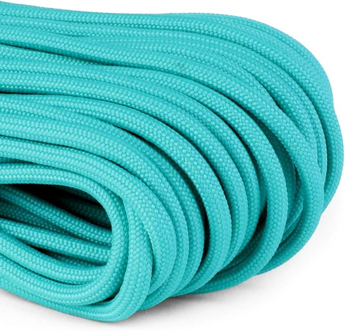 Atwood Rope MFG 550 Paracord 100 Feet 7-Strand Core Nylon Parachute Cord Outside Survival Gear Made in USA | Lanyards, Bracelets, Handle Wraps, Keychain (Teal)