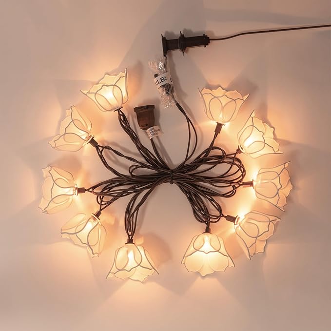 TWINKVILLA Decorative String Lights Plug in with 10 Bulbs, Flower Garland Fairy Lights Connectable Weatherproof Outdoor Indoor for Wedding Garden Pergola Bedroom Porch Floral Home Decor (White)