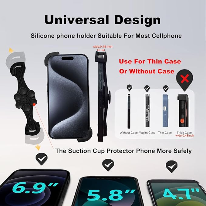 FORZEN Backpack Strap Clip Mount for iPhone,Backpack Shoulder Strap Phone Mount,Backpack Strap Phone Holder Outdoor Live Free Your Hand Black