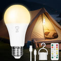 Kimjo Rechargeable Light Bulbs with Remote, Keep Lighting During Power Outage, 2600mAh Emergency Battery Operated Light Bulb with 3 Colors, Dimmable for Home, Camping, Tent (E26, with Hook),1 Pack