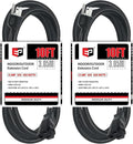 EP 2 Pack 10FT Black Outdoor Extension Cord, 16/3 SJTW Heavy Duty Waterproof, 3 Prong Grounded Plug, 13A 1625W 16AWG, Cold-Resistant Flexible Power Cable for Garden, Home, Christmas Lights