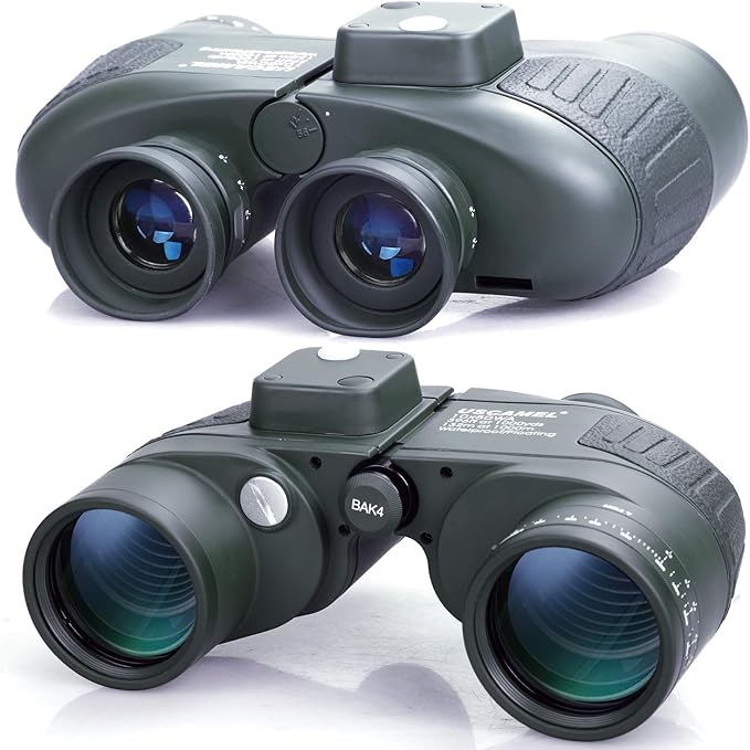 USCAMEL 10X50 Marine Binoculars for Adults with Rangefinder Compass, Waterproof Marine Binoculars for Sailing Boating Fishing